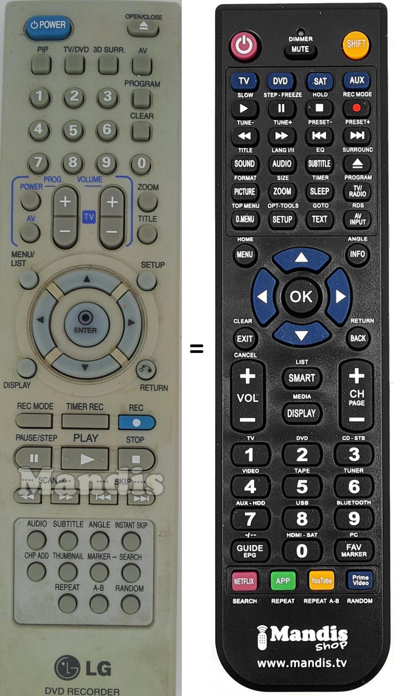 Télécommande équivalente REMCON1444