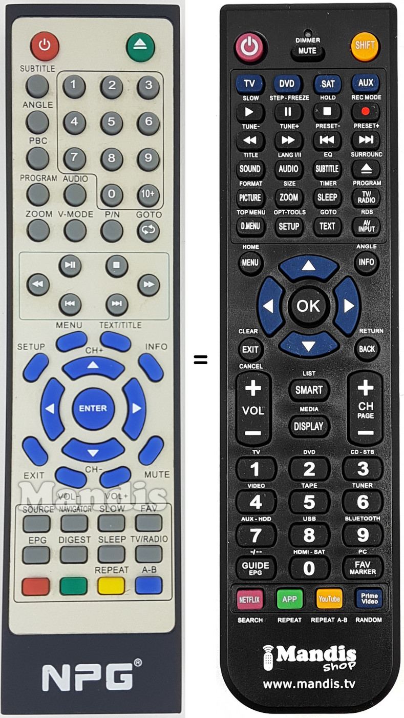 T&eacute;l&eacute;commande &eacute;quivalente REMCON1644