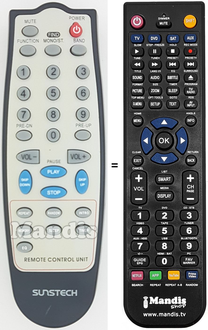 Télécommande équivalente REMCON1654