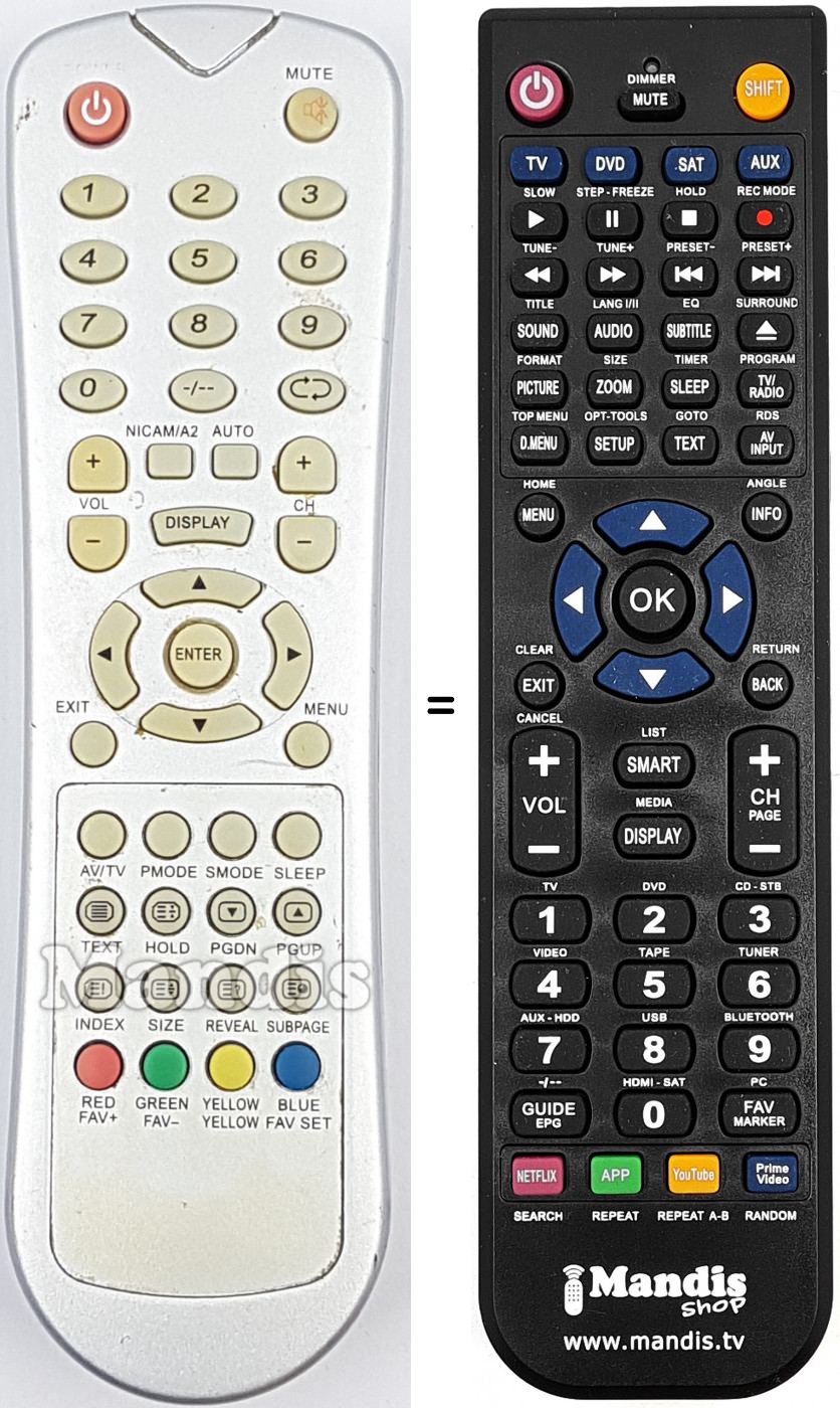 Télécommande équivalente REMCON1990