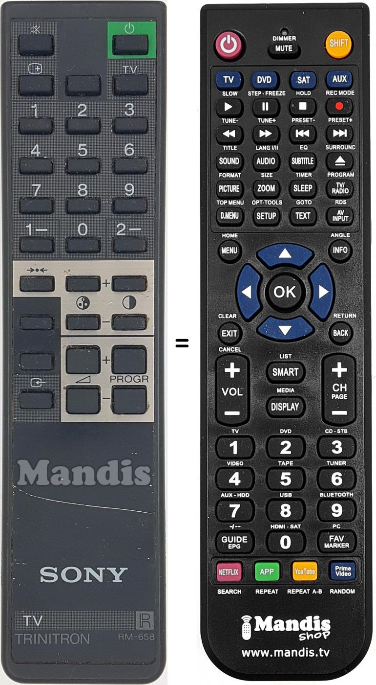 Télécommande équivalente Sony RM 658