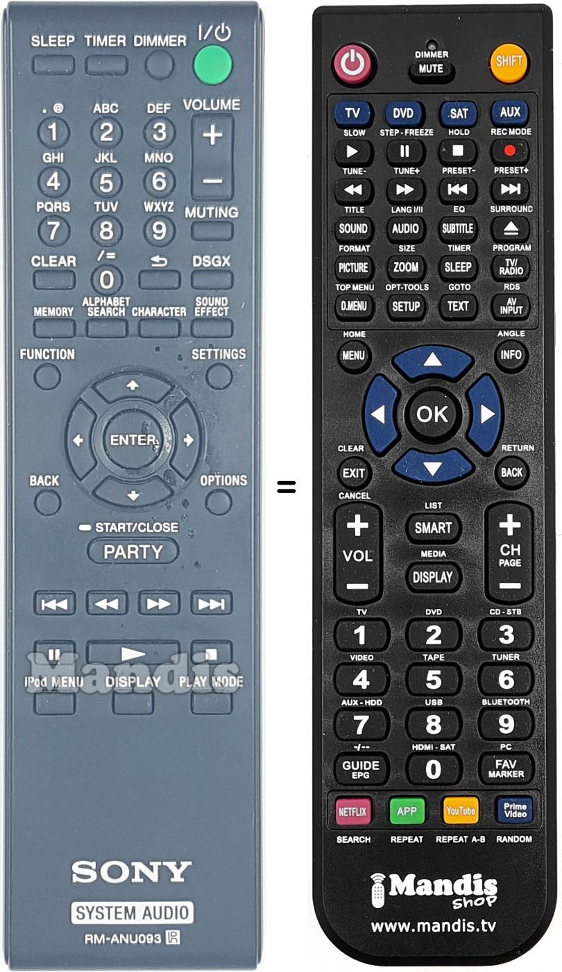 Télécommande équivalente RM-ANU093
