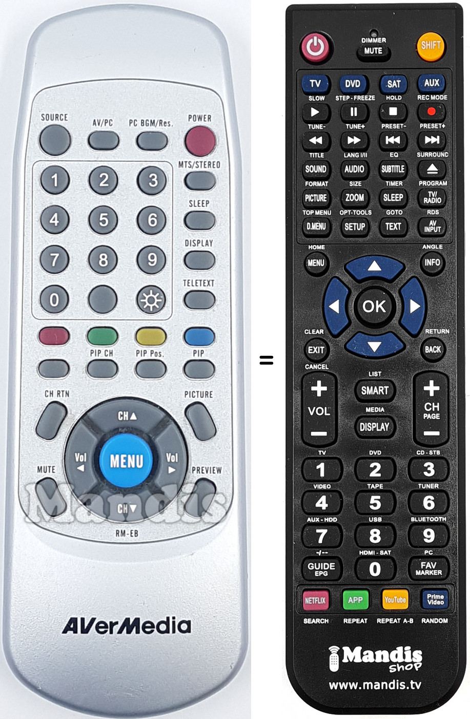 Télécommande équivalente AVERMEDIA RM-EB