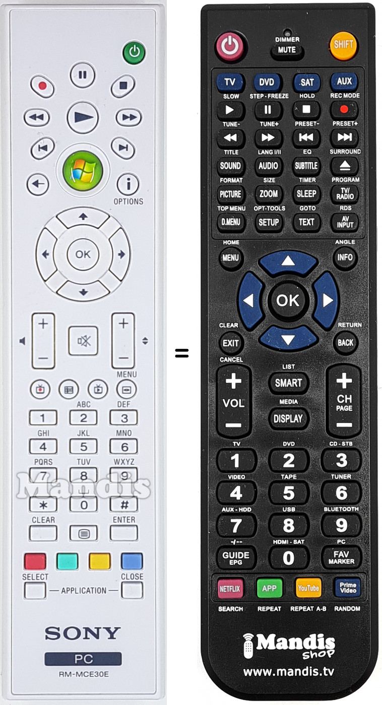 Télécommande équivalente RM-MCE30E