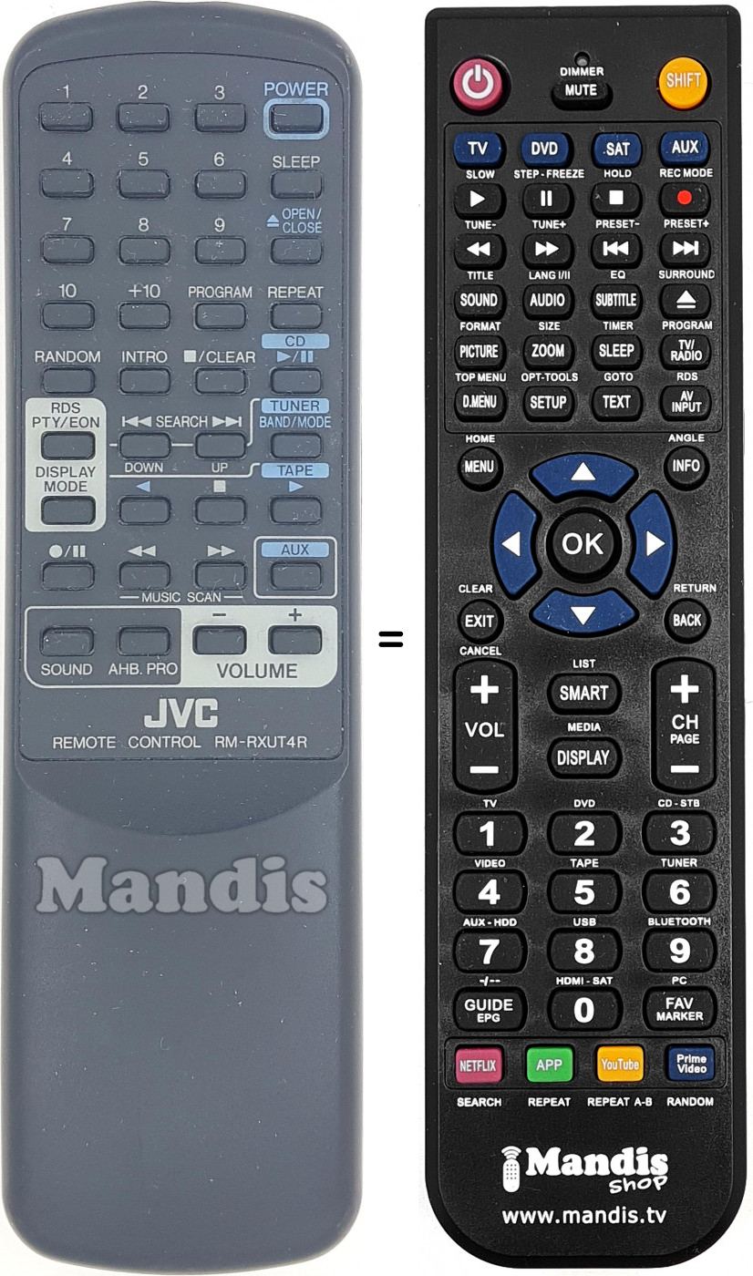 Télécommande équivalente RM-RXUT4R