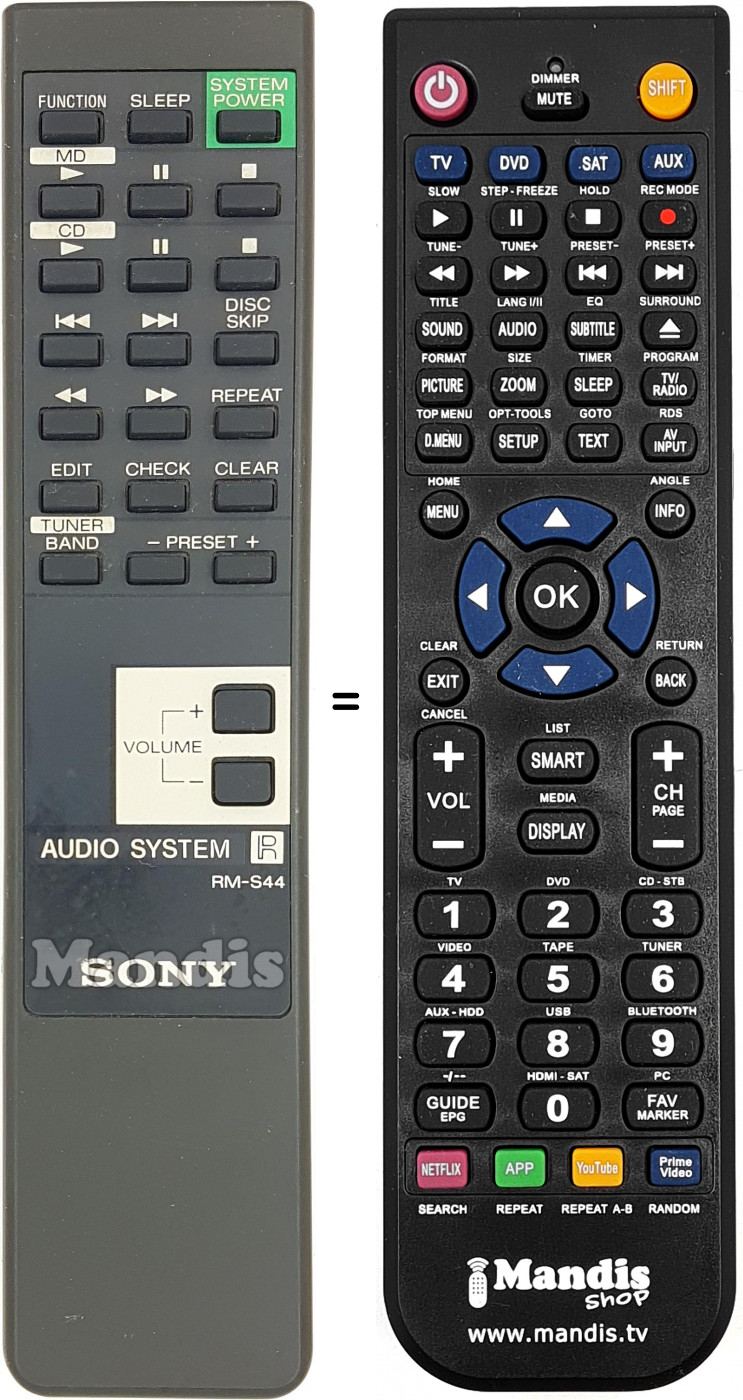 Télécommande équivalente RM-S44