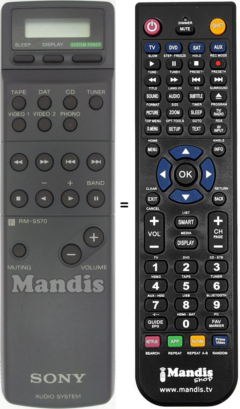 Télécommande équivalente Sony RM-S570