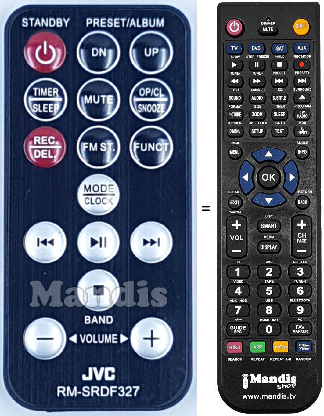 Télécommande équivalente JVC RM-SRDF327