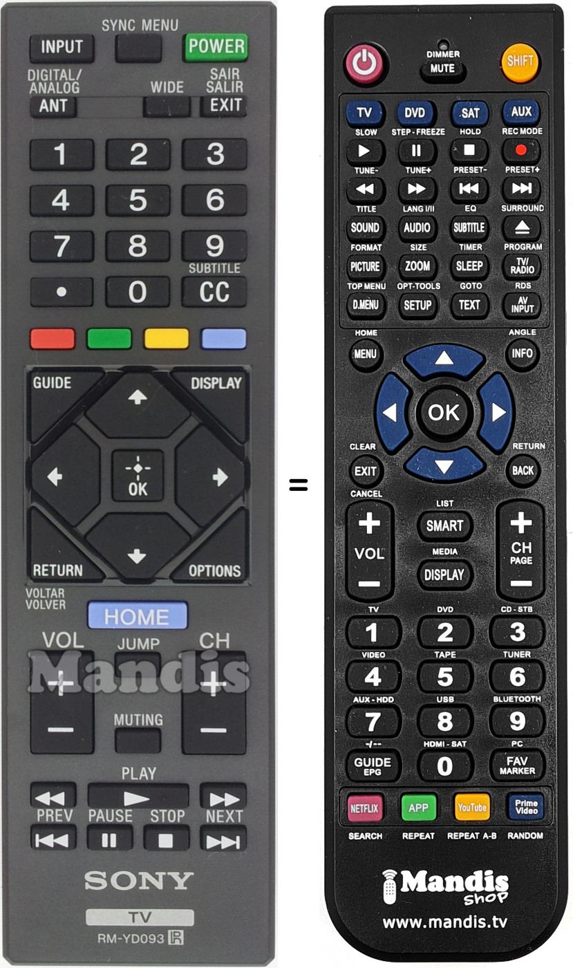 Télécommande équivalente RMYD093