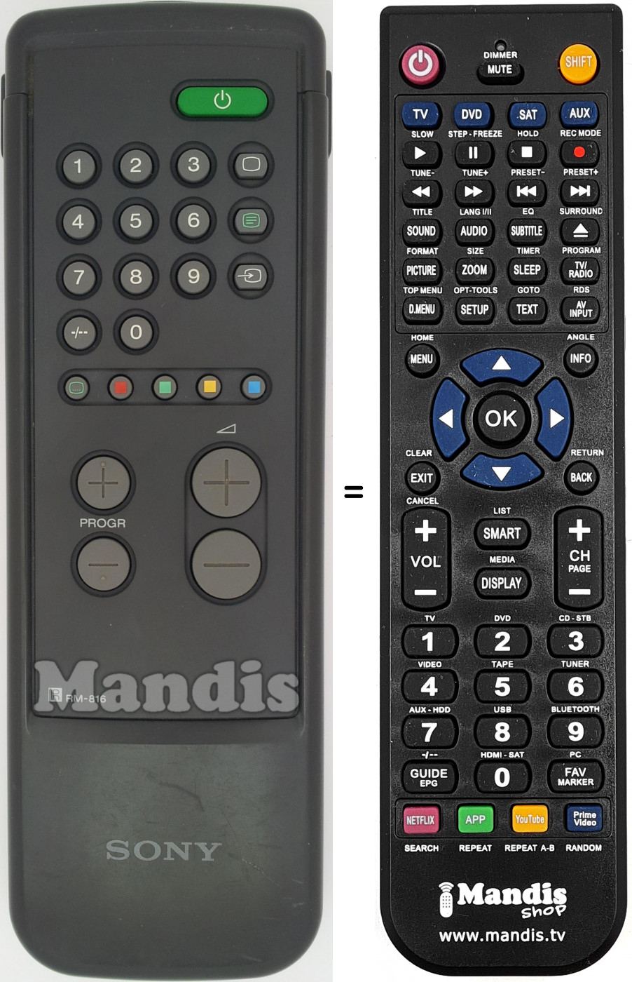 Télécommande équivalente RM816