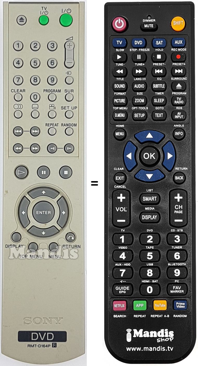 Télécommande équivalente RMT-D164P