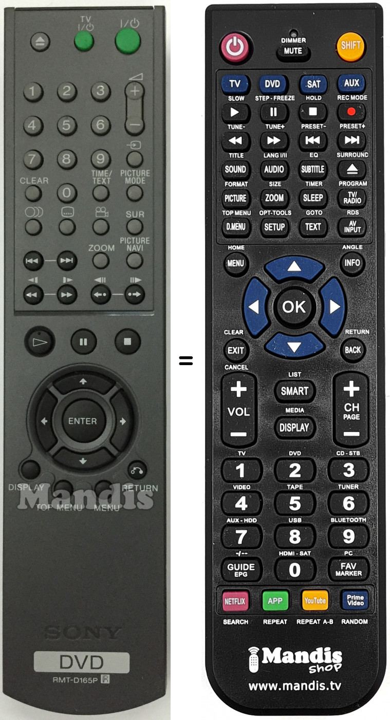 Télécommande équivalente RMTD165P
