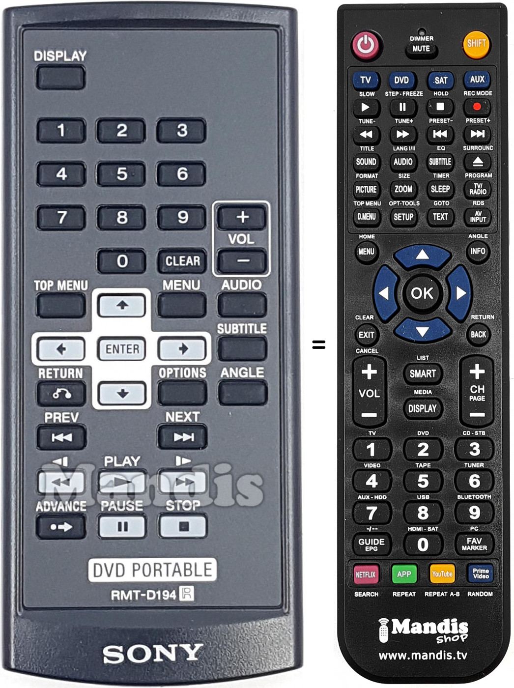 Télécommande équivalente RMT-D194