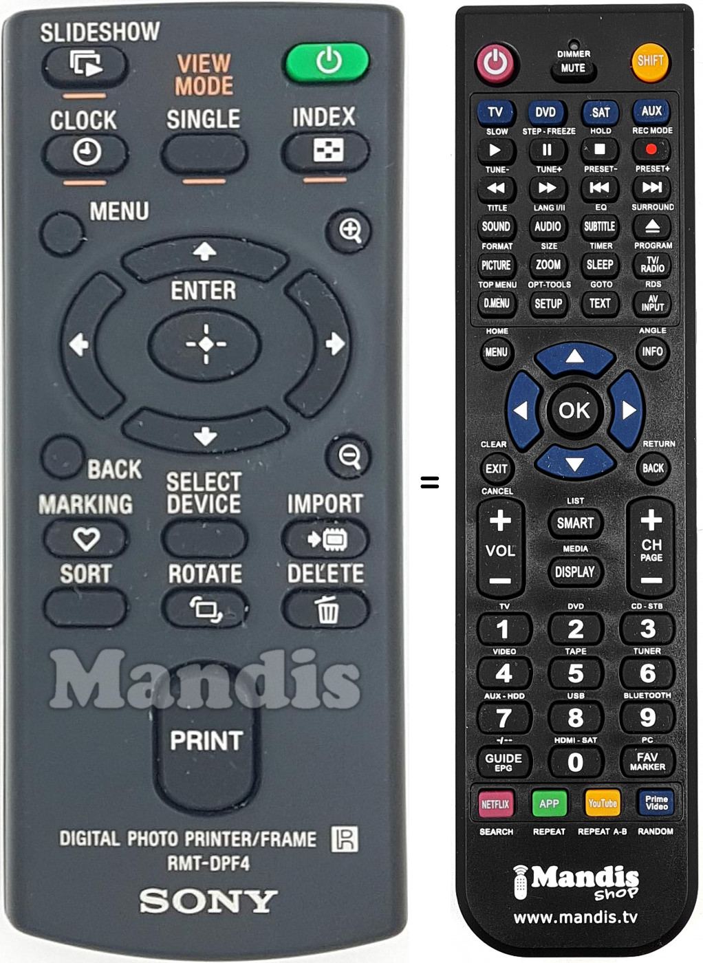 Télécommande équivalente RMT-DPF4