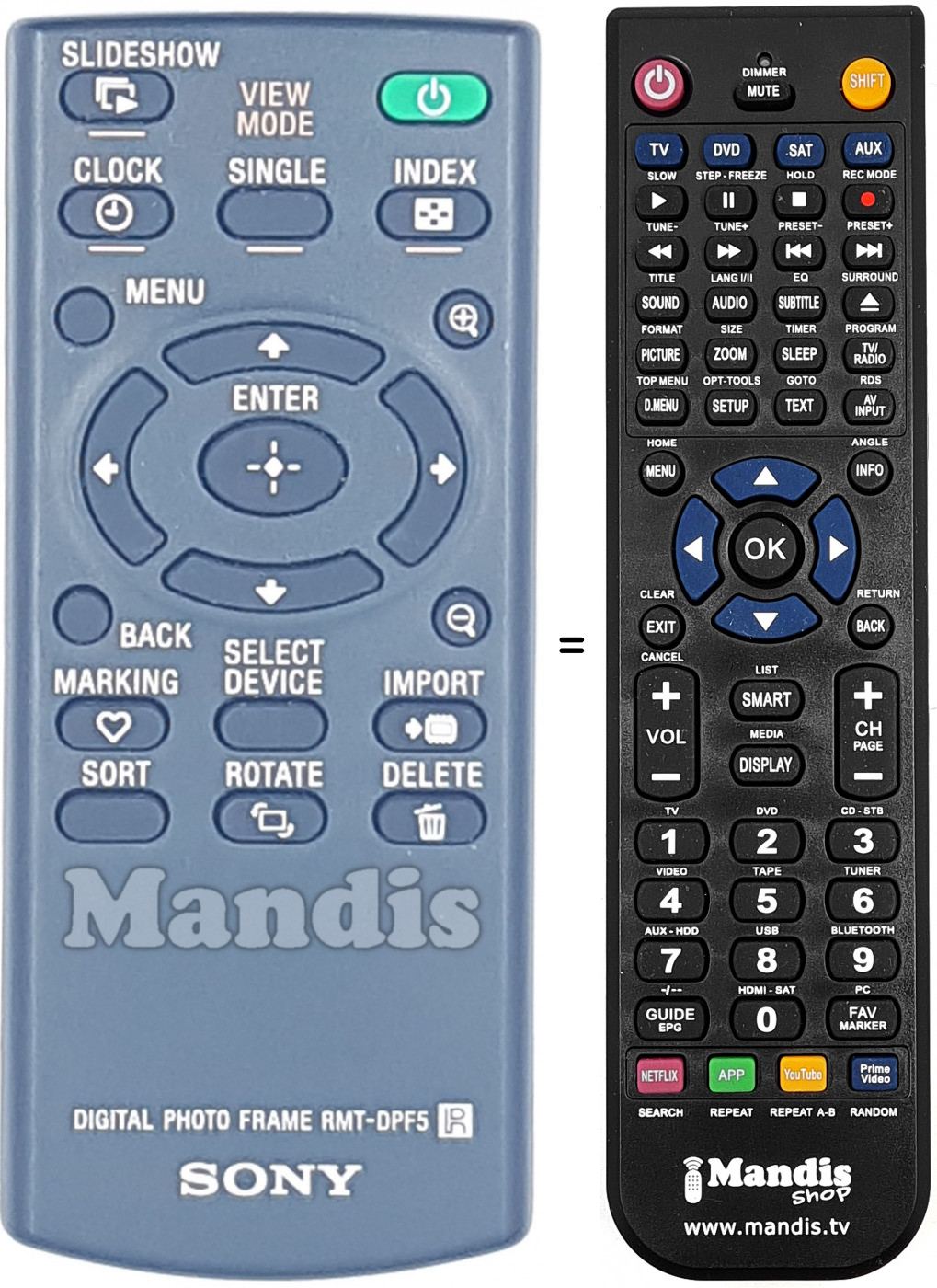 Télécommande équivalente RMT-DPF5