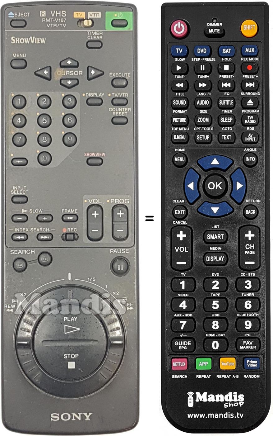 Télécommande équivalente Sony RMT-V167