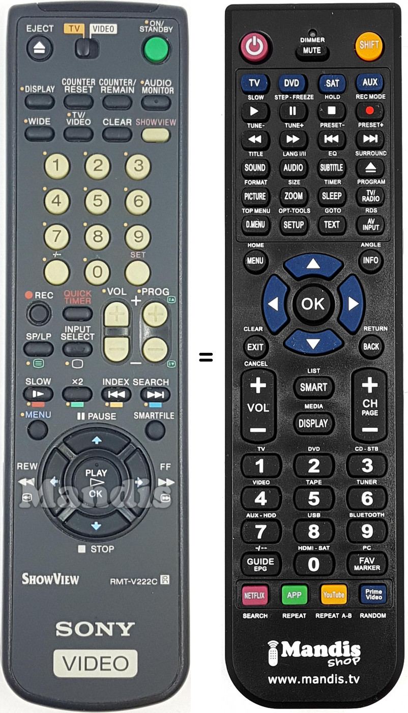 Télécommande équivalente RMT-V222C
