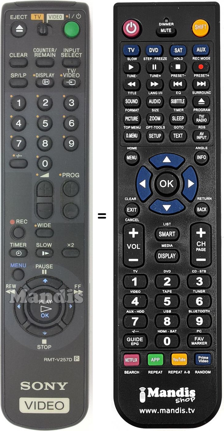 Télécommande équivalente RMT-V257D