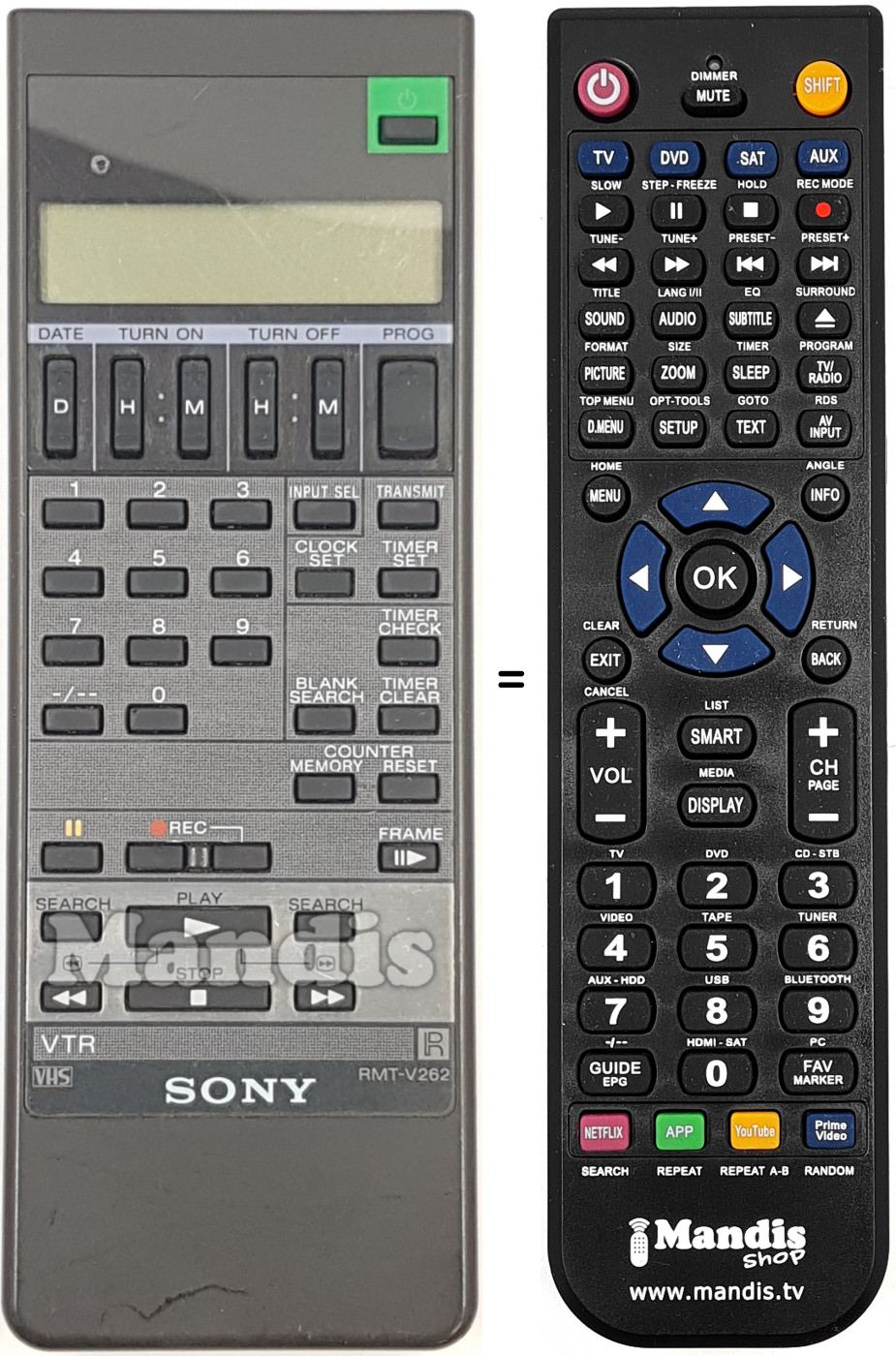 Télécommande équivalente RMT-V262