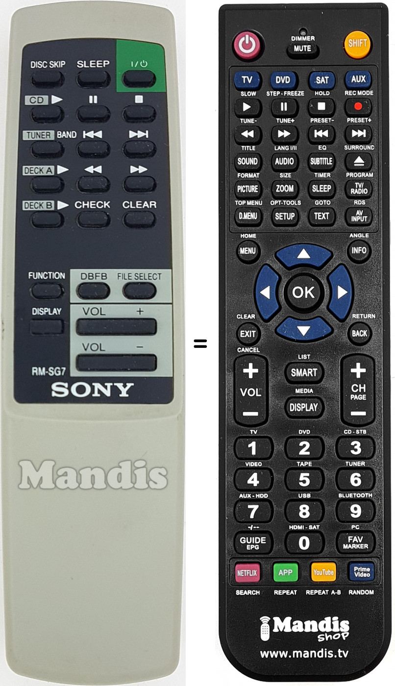 Télécommande équivalente RM-SG7