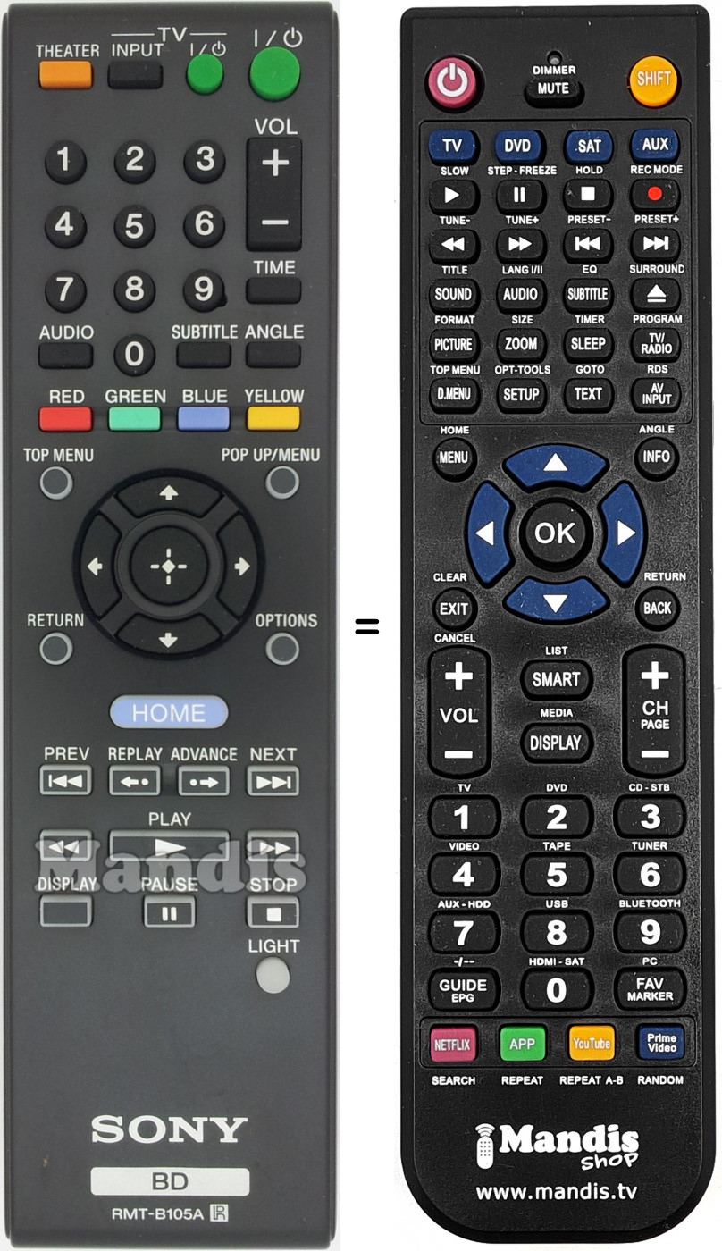 Télécommande équivalente RMT-B105A