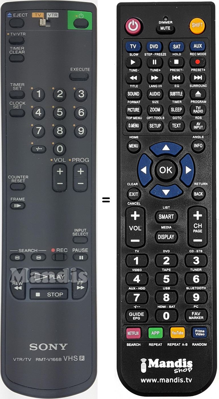 Télécommande équivalente RMT-V166B