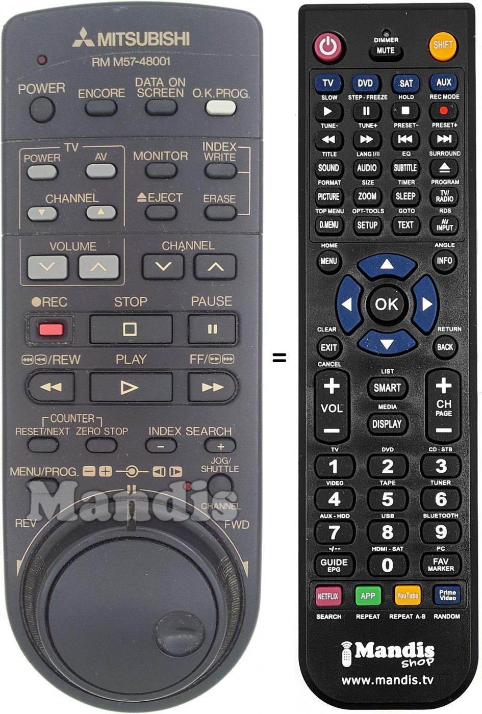 T&eacute;l&eacute;commande &eacute;quivalente RM M57-48001