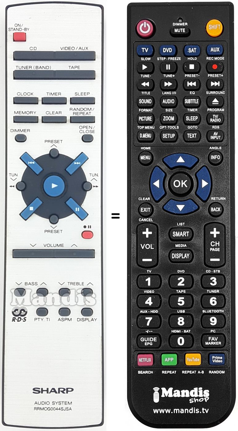 Télécommande équivalente RRMCG0044SJSA
