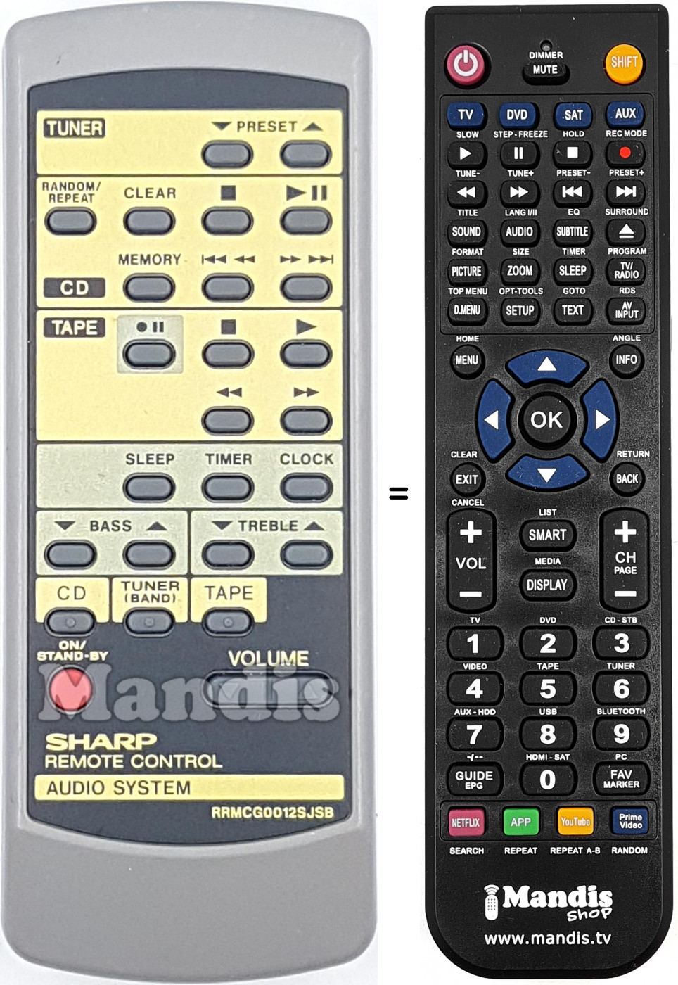 Télécommande équivalente RRMCG0012SJSB