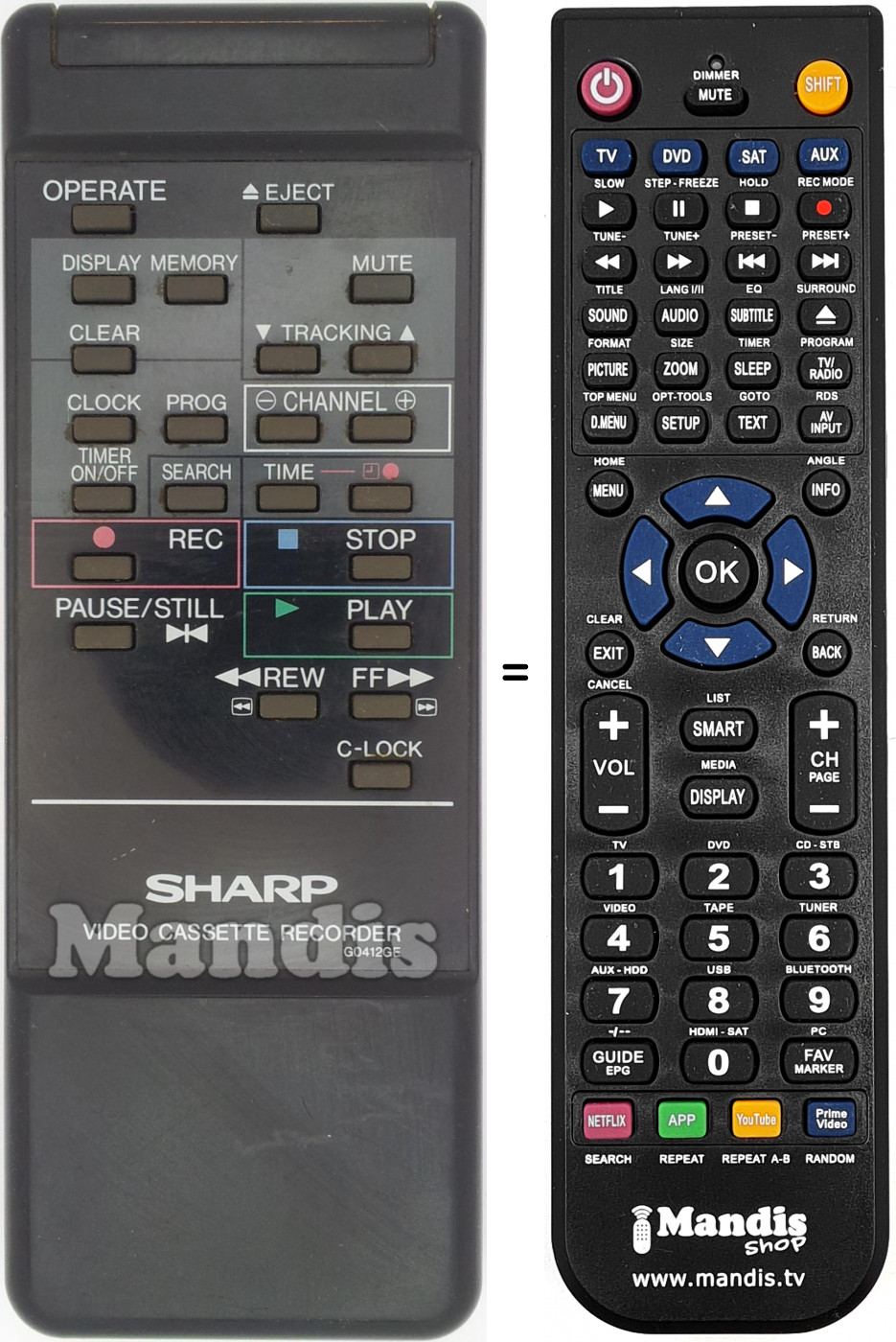 Télécommande équivalente Sharp G0412GE