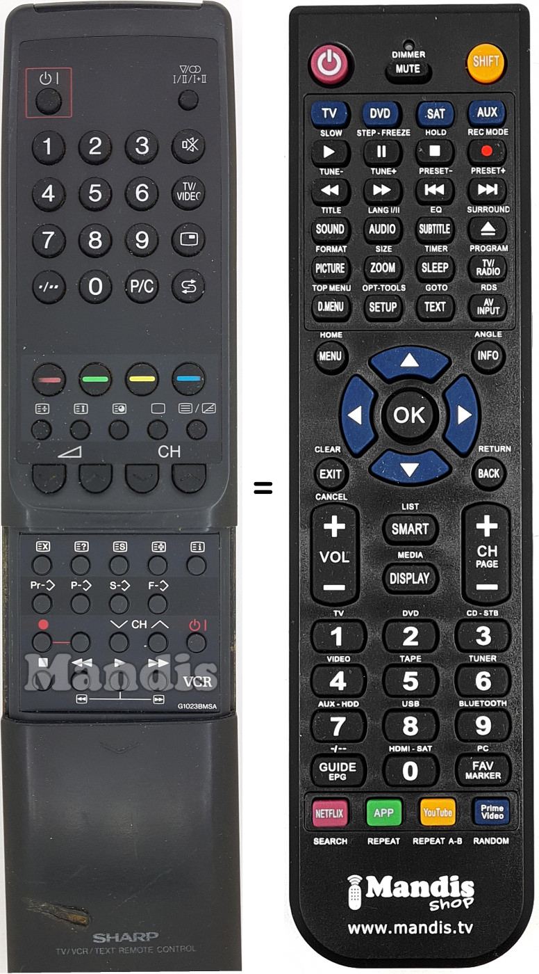 Télécommande équivalente Sharp RRMCG1023BMSA