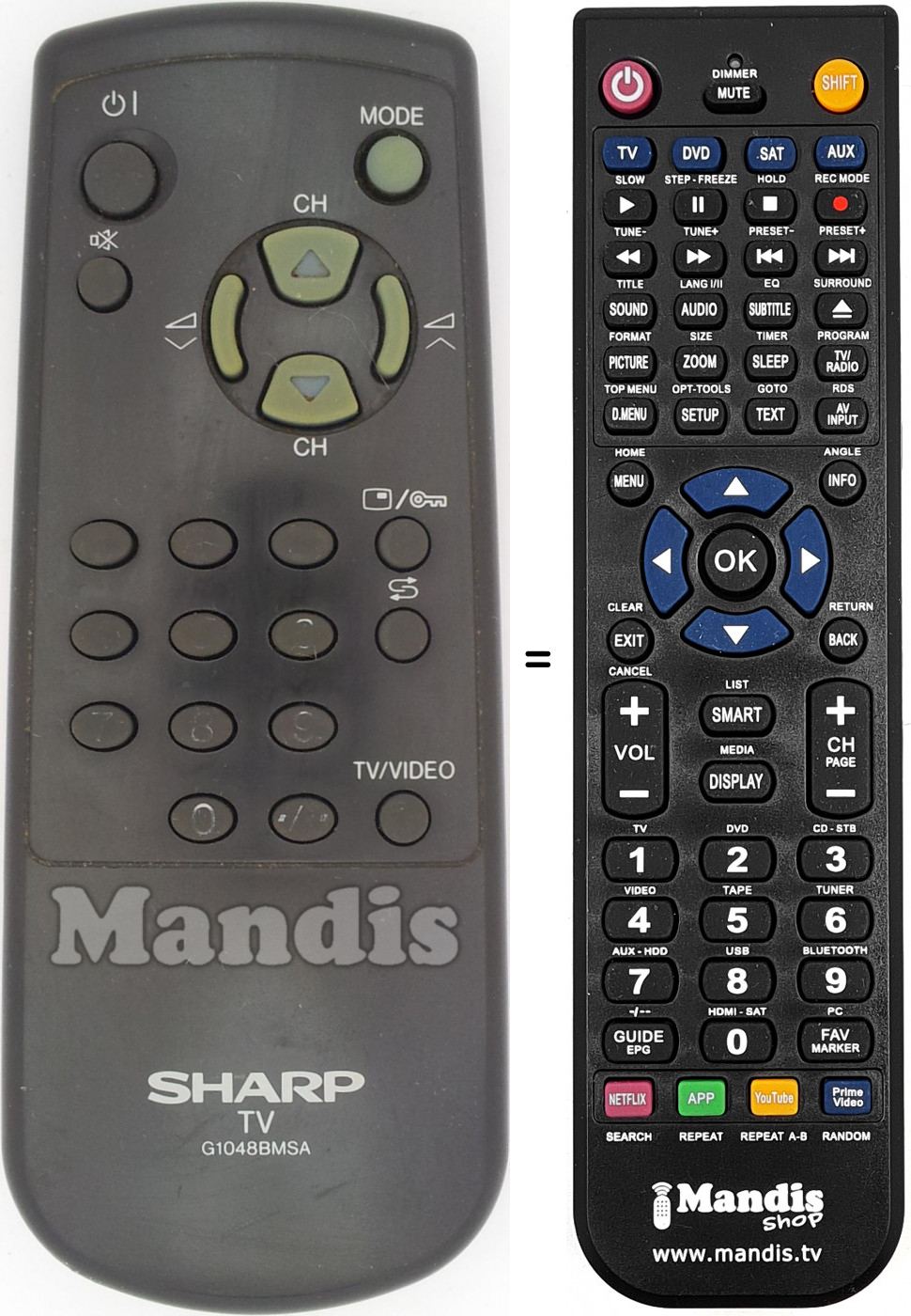 Télécommande équivalente Sharp G1048BMSA