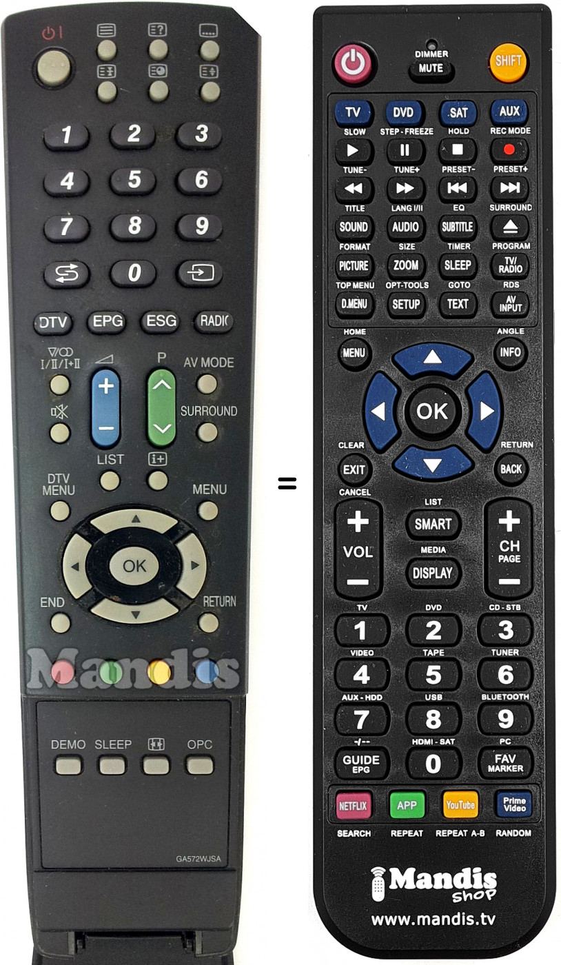 Télécommande équivalente Sharp RRMC-GA572WJSA