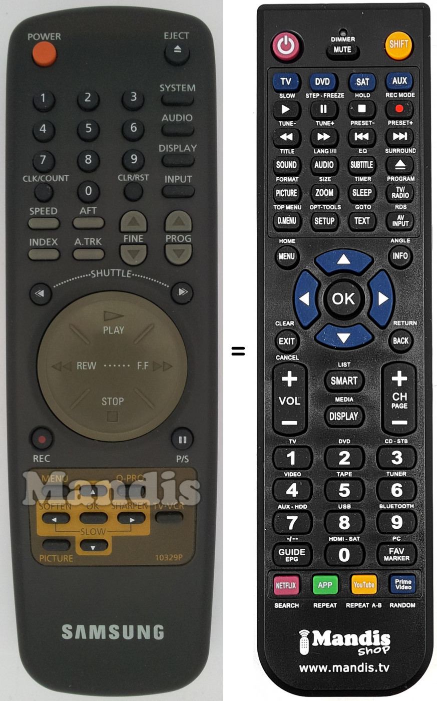 Télécommande équivalente Samsung 10329 P