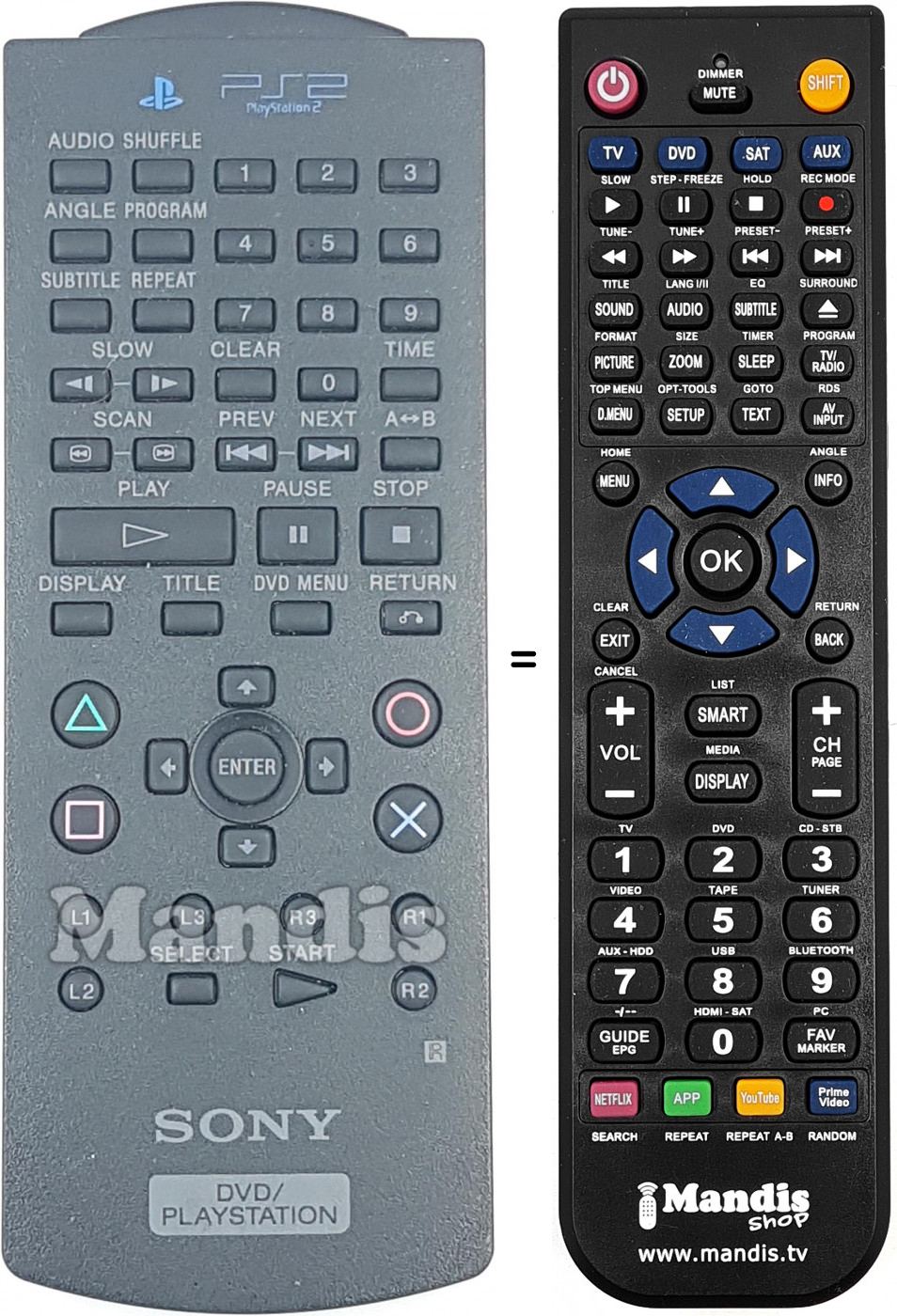 Télécommande équivalente Sony SCPH-10150