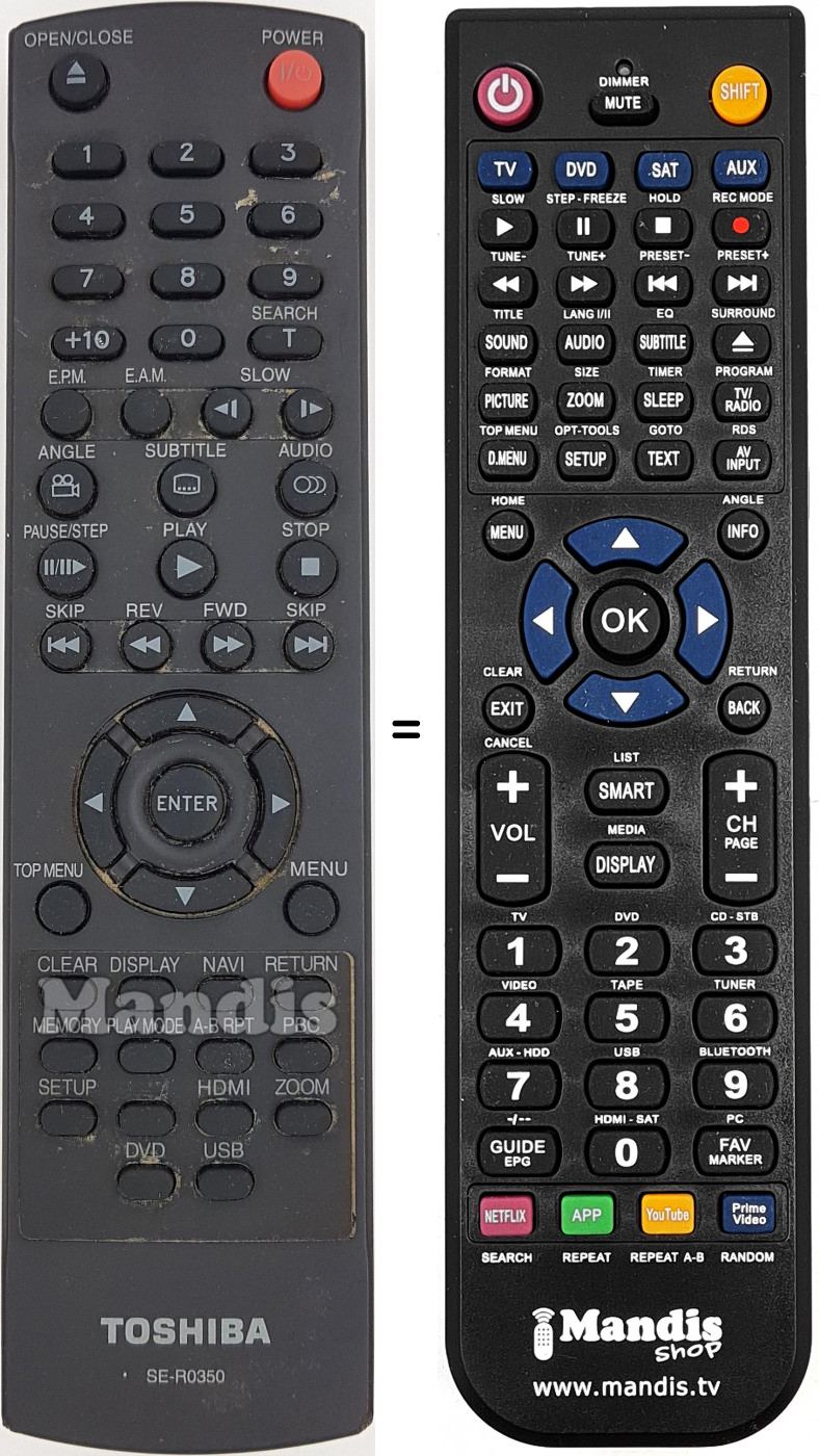 Télécommande équivalente SE-R0350