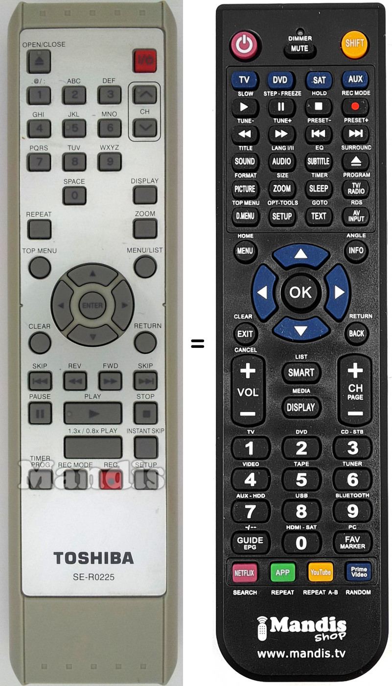 Télécommande équivalente SE-R0225
