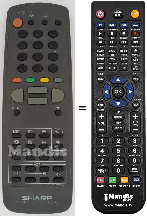 Télécommande équivalente Sharp G1065SA