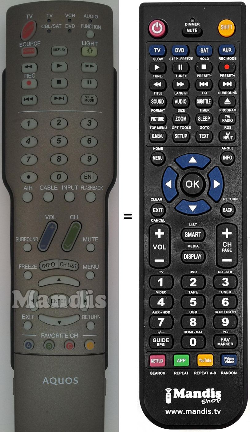 Télécommande équivalente Sharp GA468WJSA