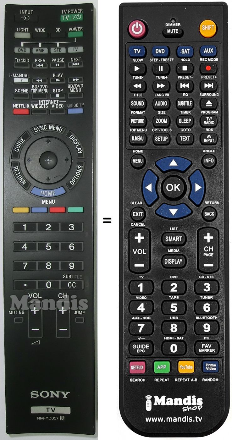 Télécommande équivalente RMYD057
