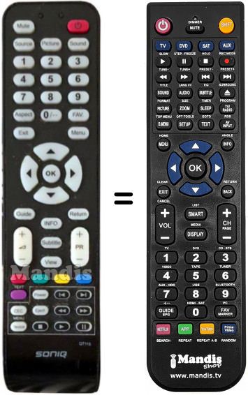 T&eacute;l&eacute;commande &eacute;quivalente SONIQ QT115