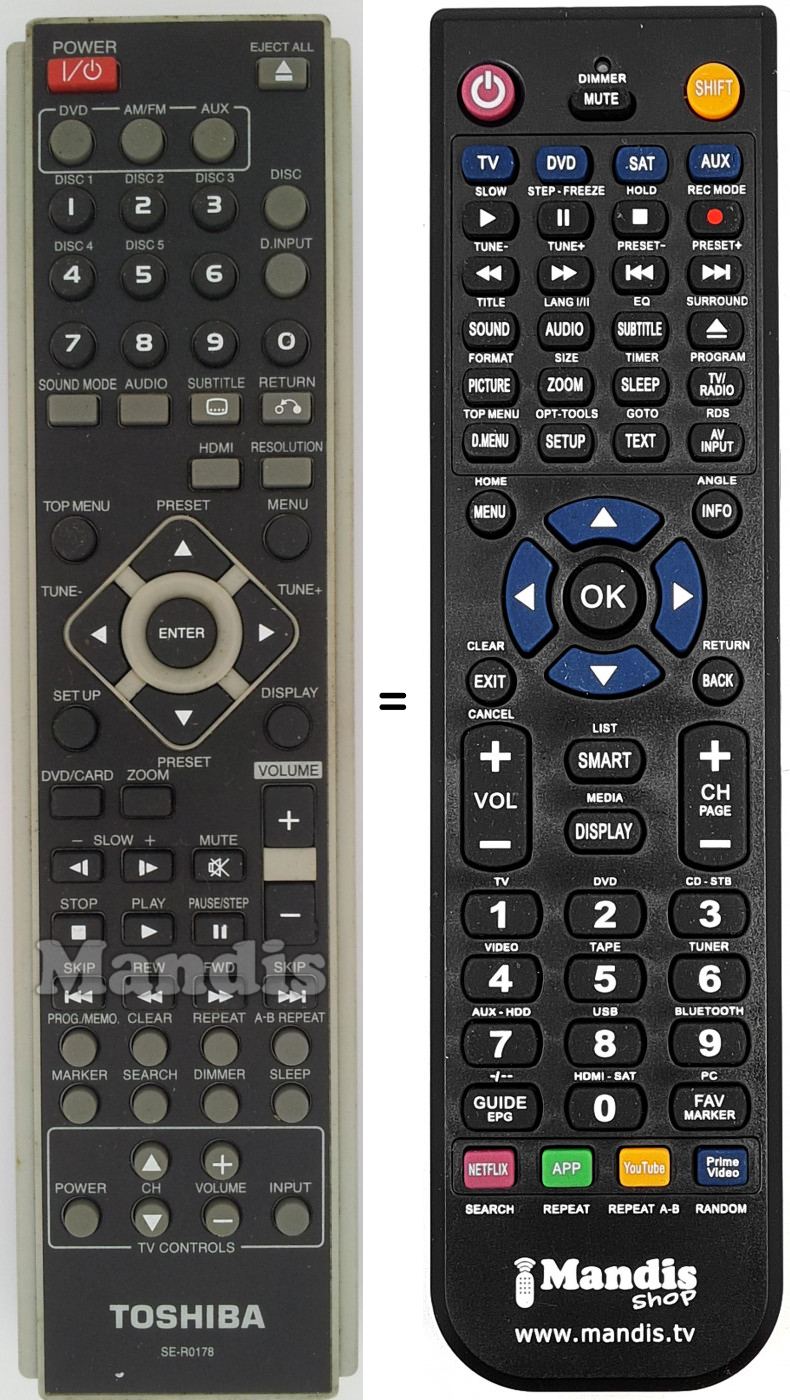 Télécommande équivalente SE-R0178