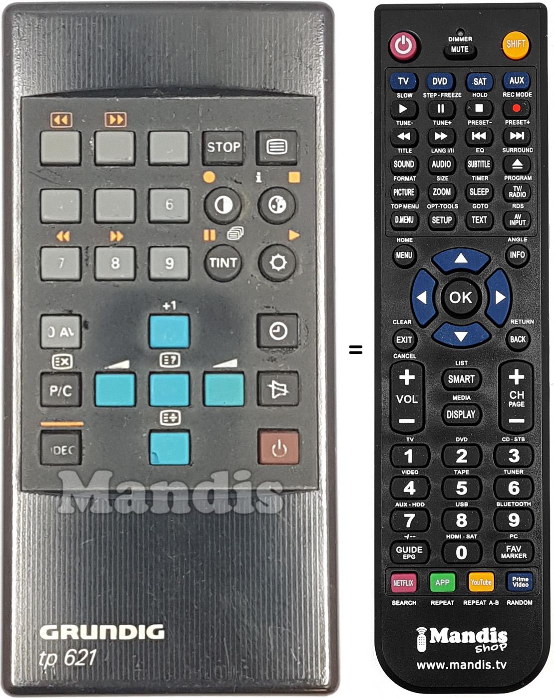 Télécommande équivalente Grundig TP 621
