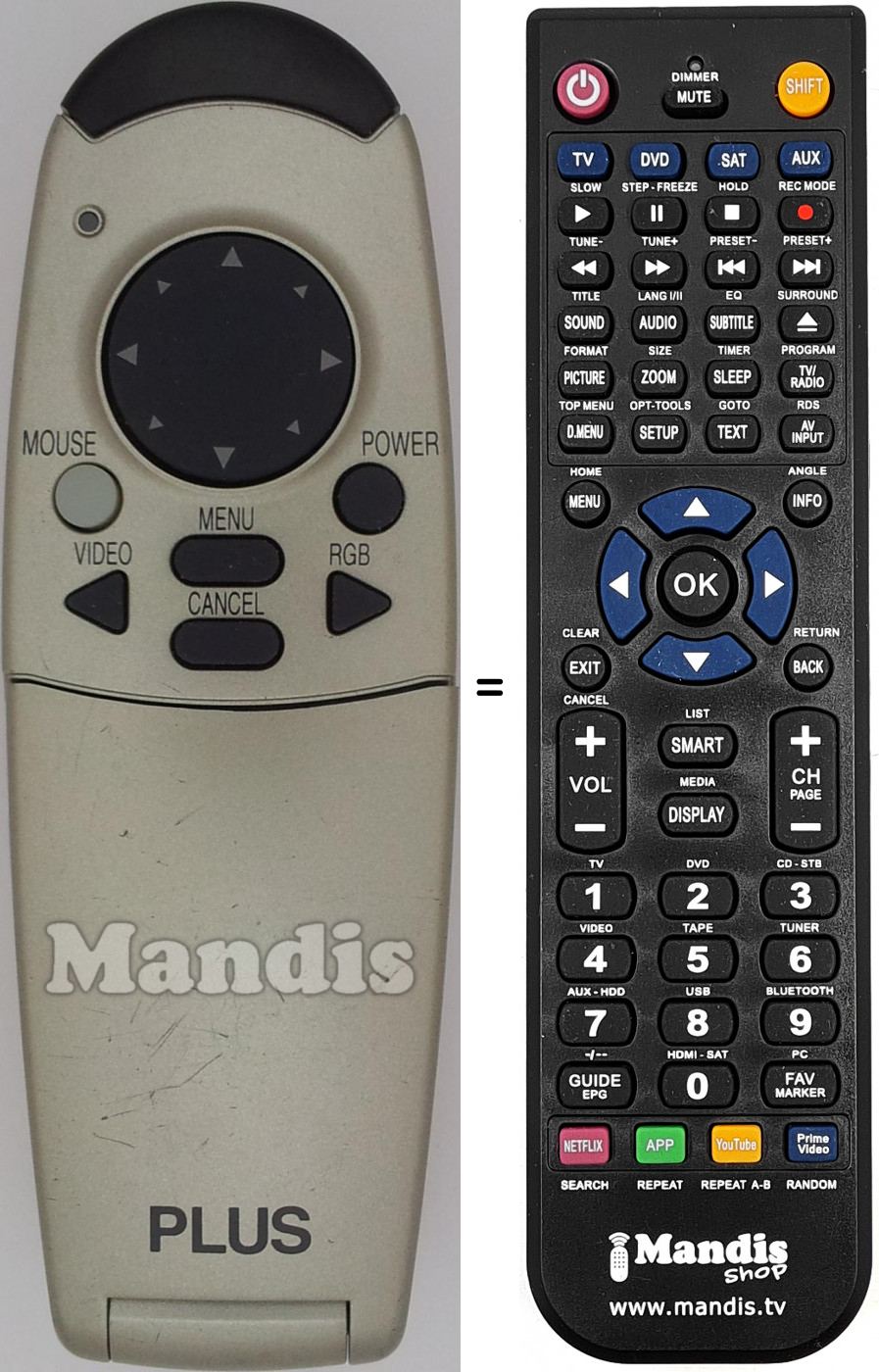 Télécommande équivalente U3-800R