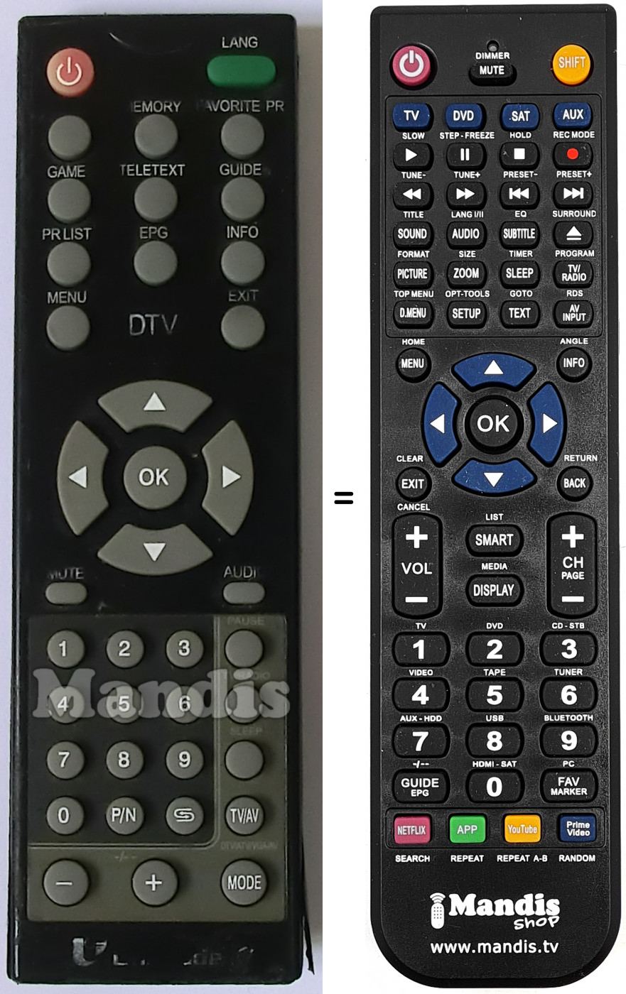 T&eacute;l&eacute;commande &eacute;quivalente CT920TV-TDT