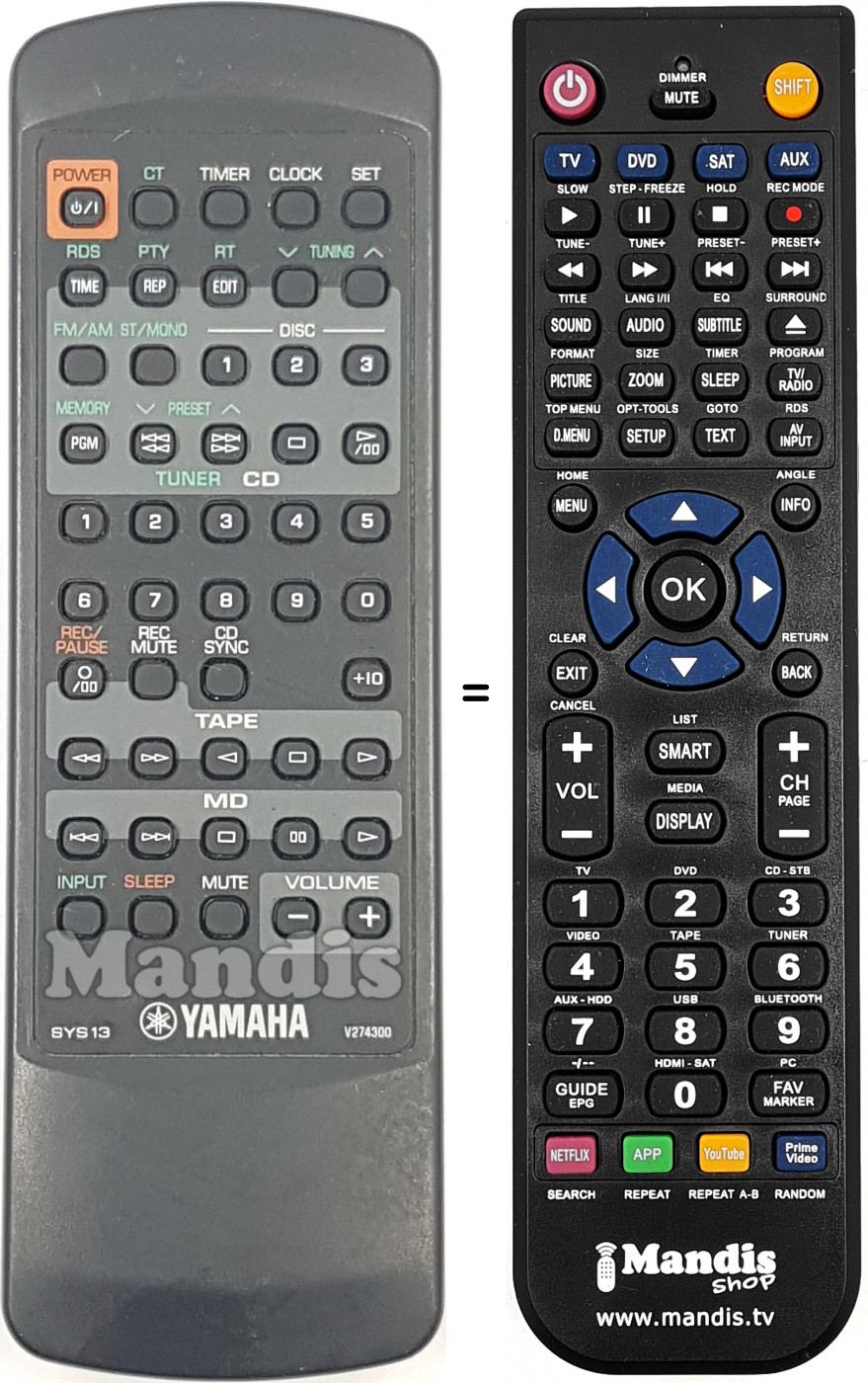 Télécommande équivalente V274300