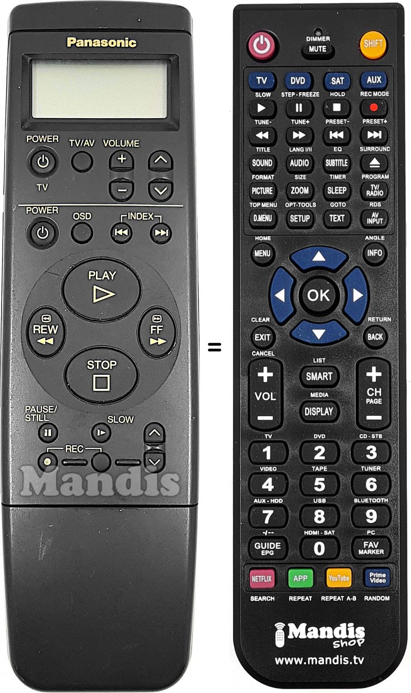 Télécommande équivalente Panasonic VEQ1873