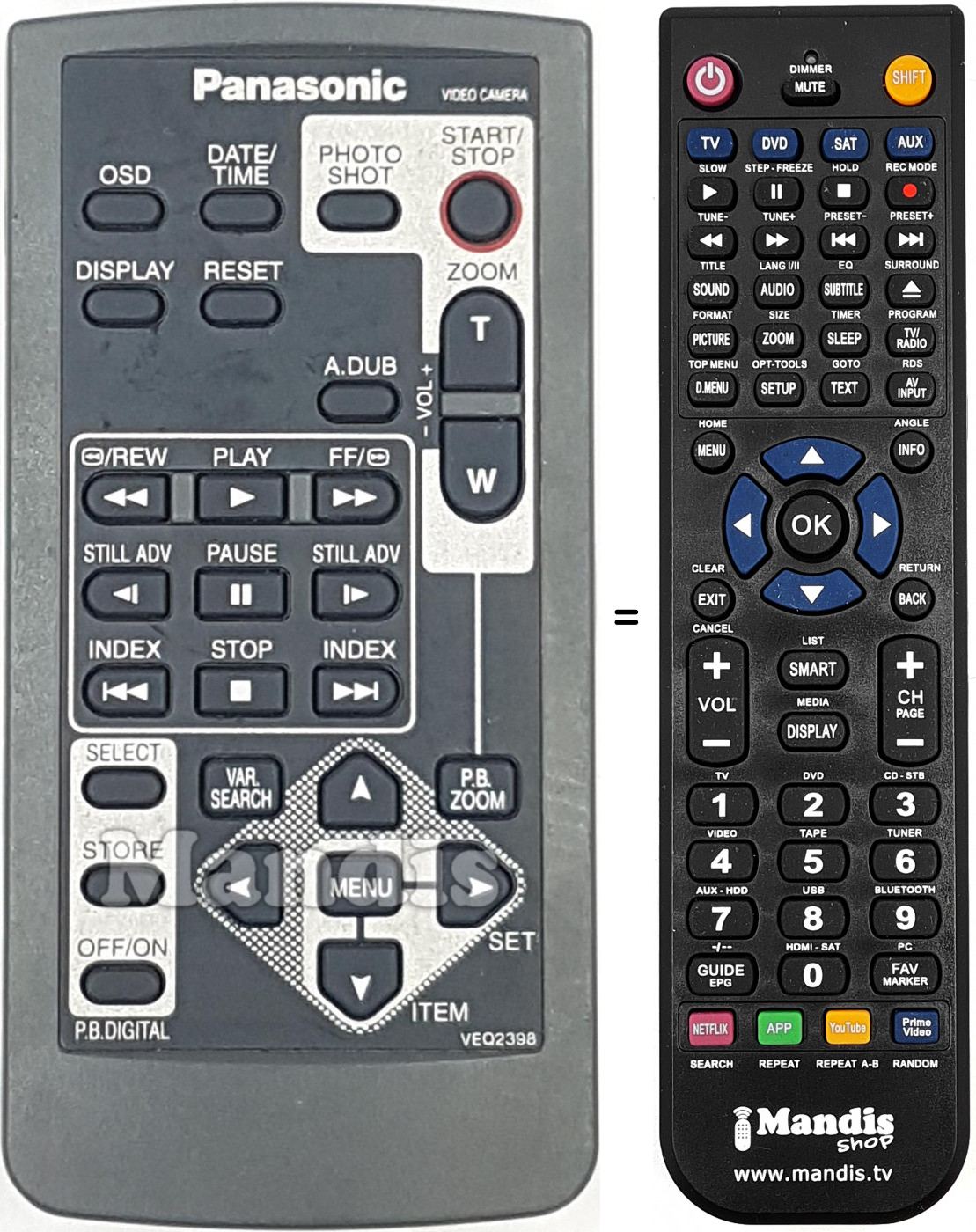Télécommande équivalente VEQ2398
