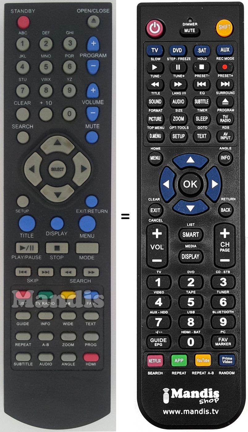 Télécommande équivalente REMCON1430