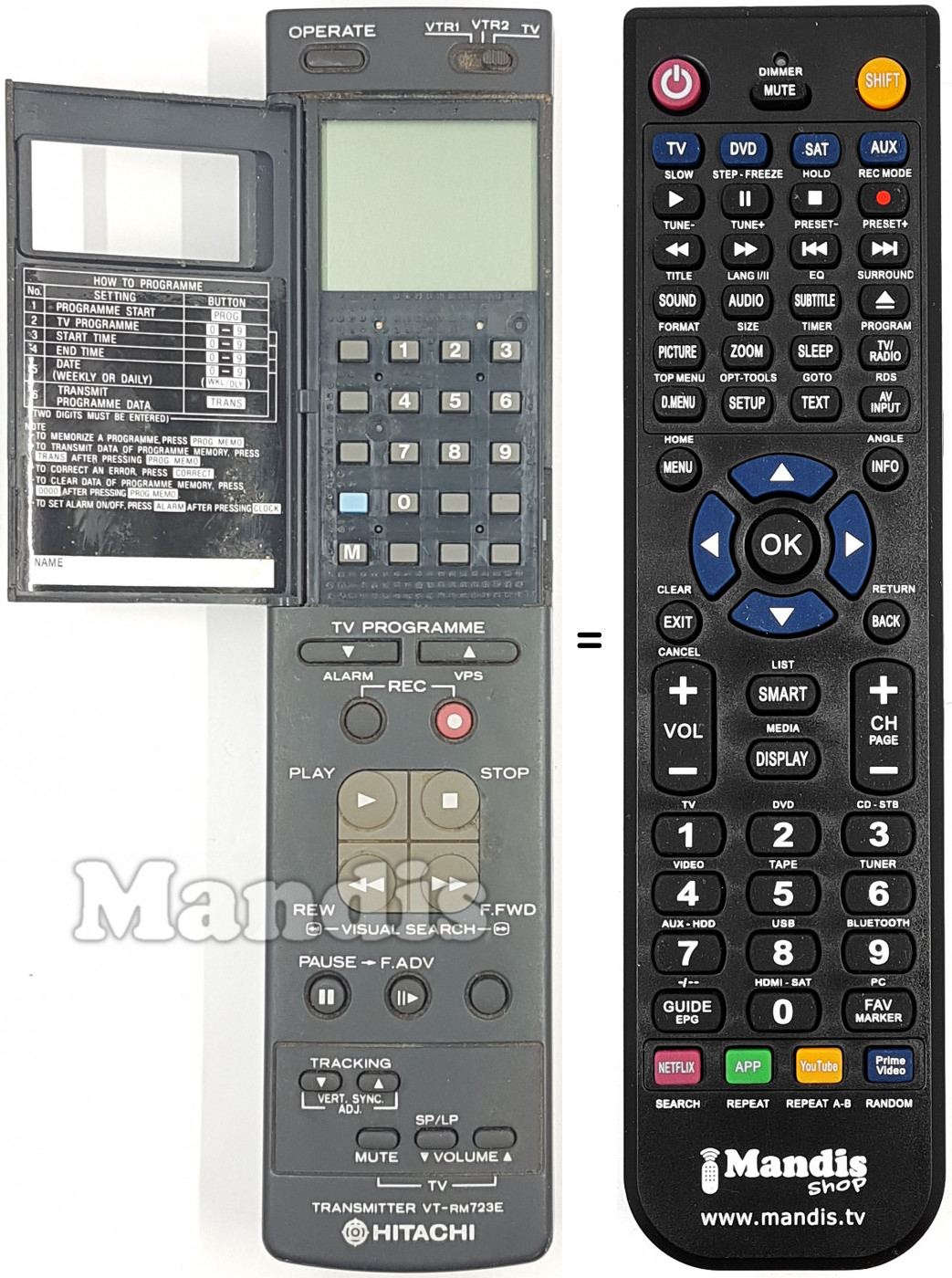Télécommande équivalente Hitachi VT-RM 723 E